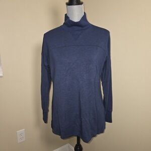L.L. Bean SoftFlex Mockneck Pullover Navy Blue Size M‎